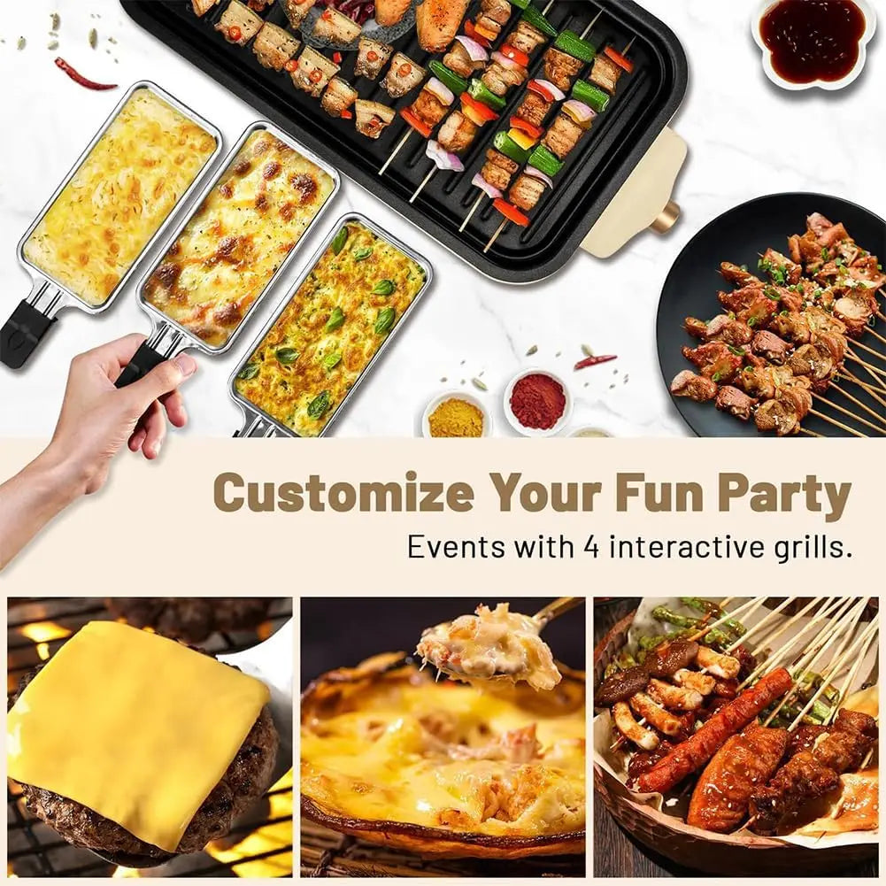 1500W Smokeless Electric Barbecue Grill with 3 Non-Stick Plates & Skewers