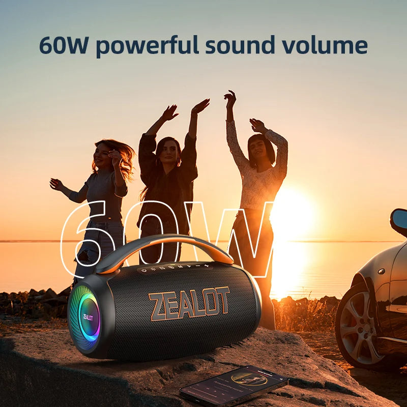 Rechargeable 60W Outdoor Bluetooth Speaker in Black Finish
