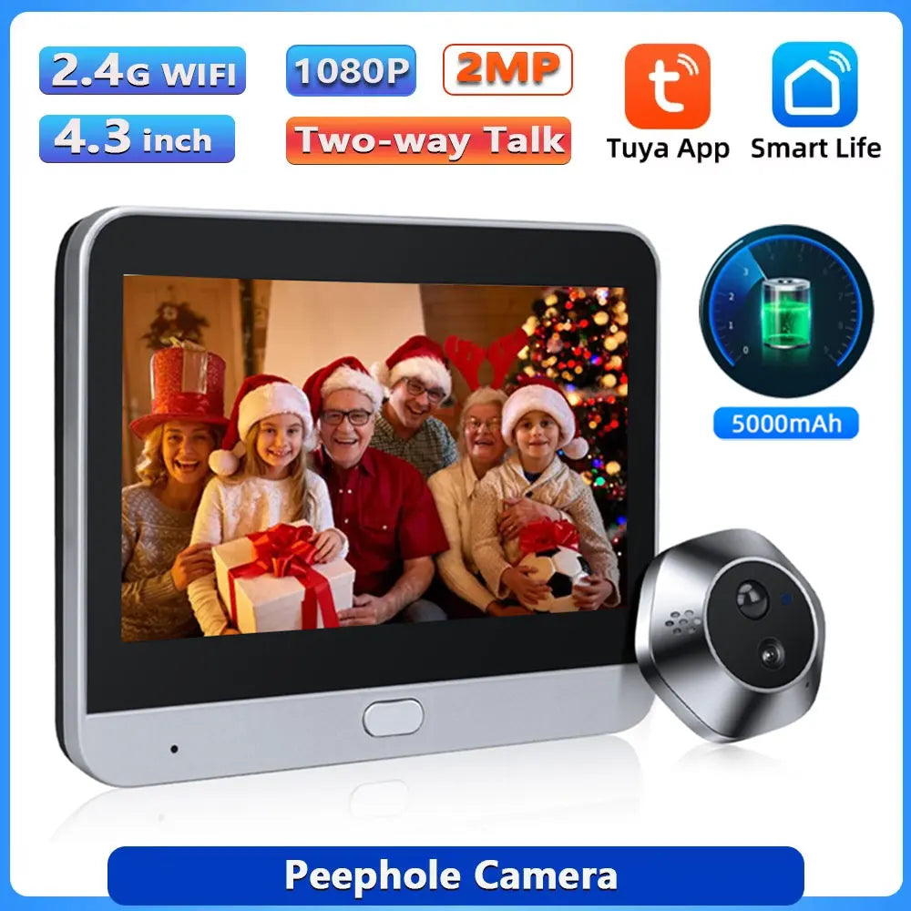 1080p Wireless Peephole Door Viewer with 64GB TF Card