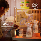 Rechargeable Breast Pump – 4 Flanges, 4400mAh Battery, Quiet Design, Orange