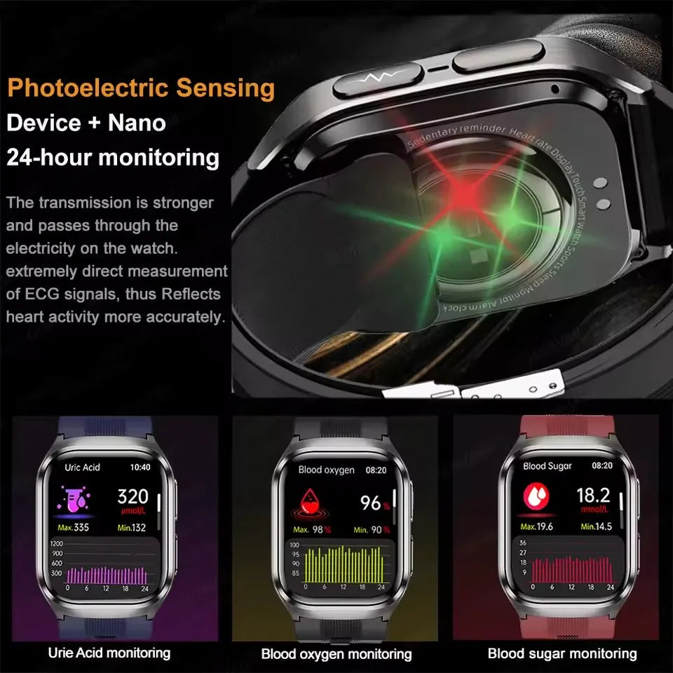 Smart Health Watch with ECG, Blood Sugar & NFC