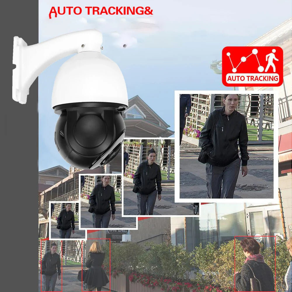 Outdoor 8MP POE PTZ Dome – Auto Tracking & Audio