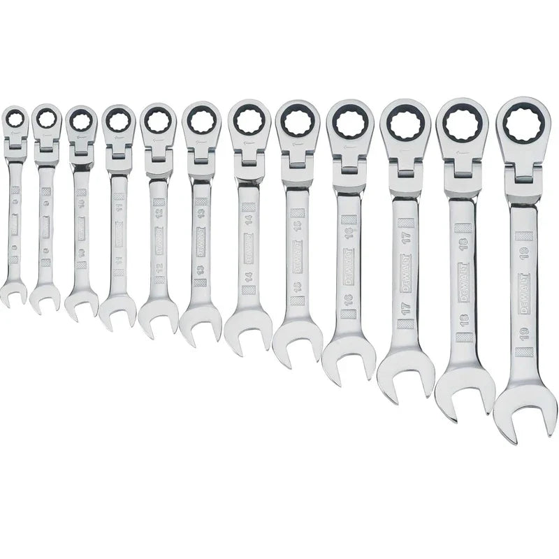 12-Piece Flex Head Ratcheting Wrench Set with 72 Teeth