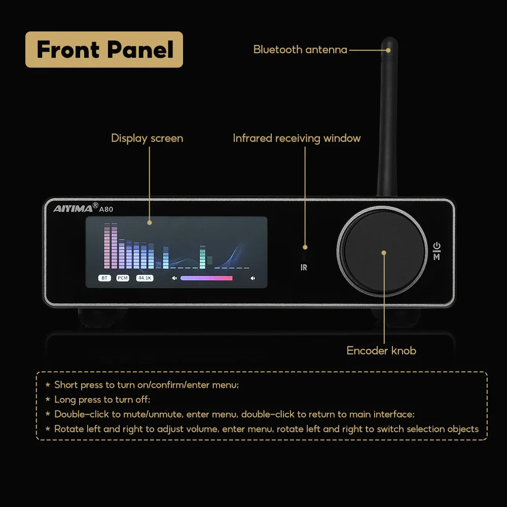 2-Channel 300W Bluetooth Amplifier with USB and Optical Input