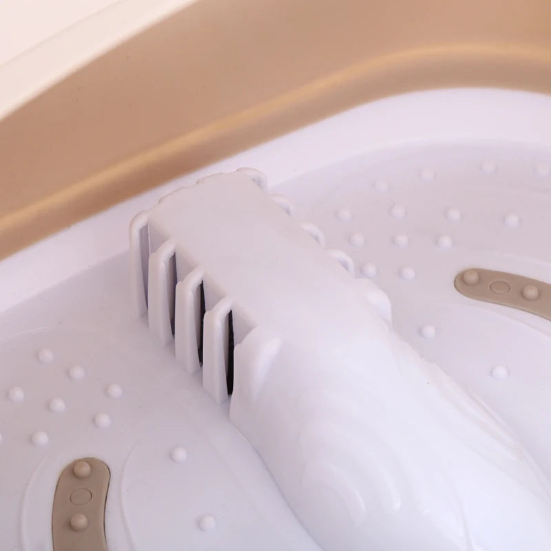Brown Infrared Foot Bath Massager with Bubbles and Foldable Tub