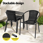 Outdoor Patio Dining Set 5-Piece with Rattan Steel Frame Table & Chairs