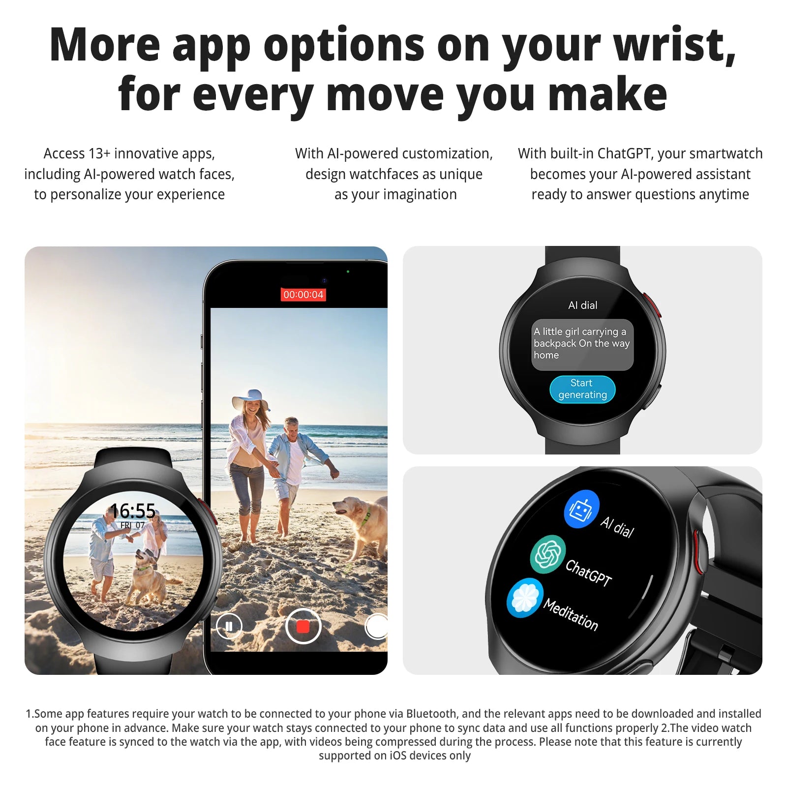 1.43" AMOLED Waterproof Smartwatch with Music Control, Heart Rate & Sleep Tracking