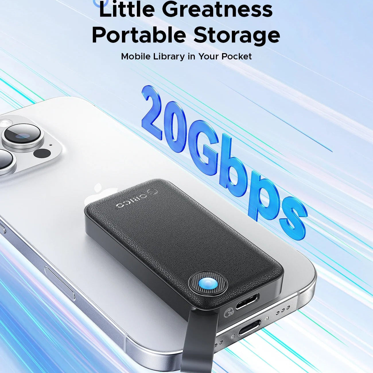 1TB External SSD – USB 3.2 Gen 2x2 Portable Drive with 2-in-1 USB-C Cable, 2000MB/s