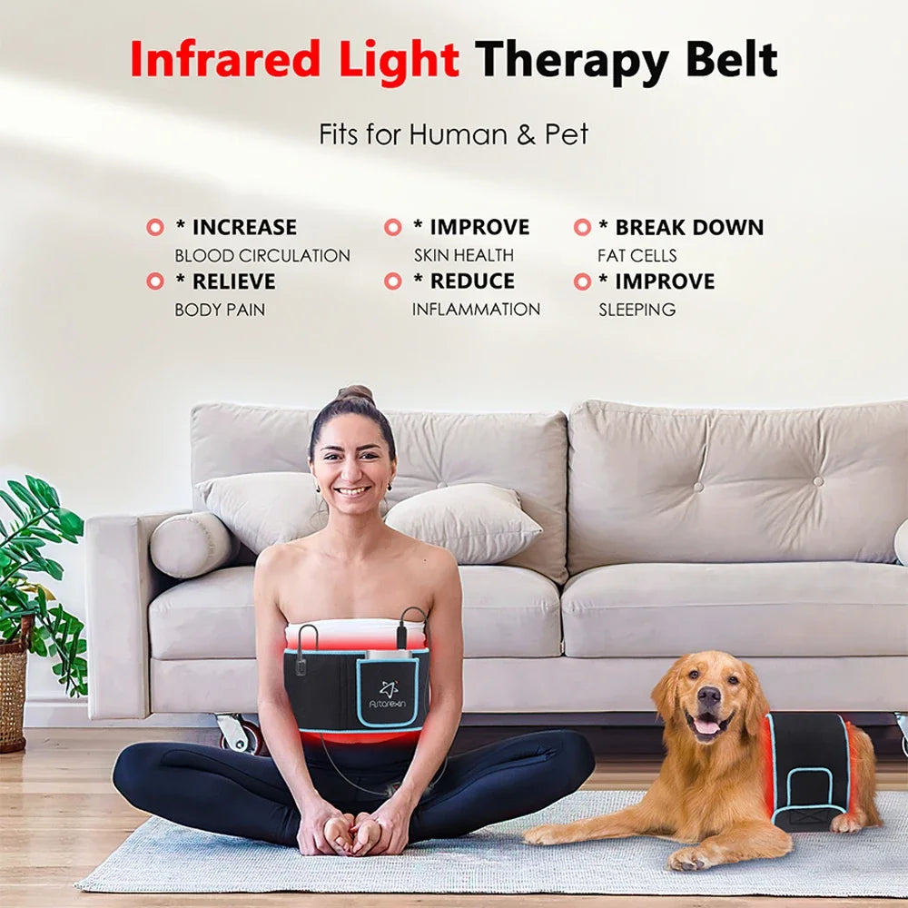 105 LED Red & Infrared Therapy Belt Portable Waist Wrap for Muscle & Joint Pain Relief