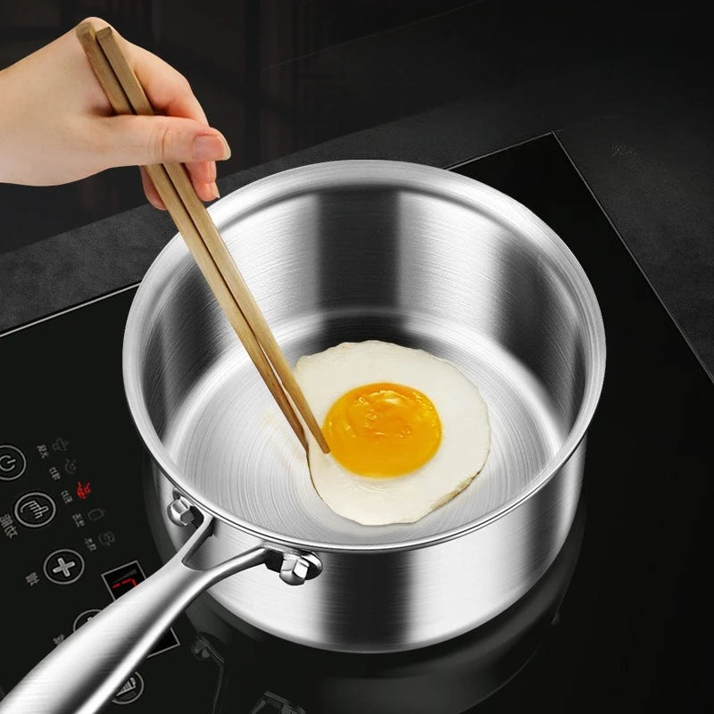 18cm Uncoated Milk Pan, Food Safe Stainless Steel