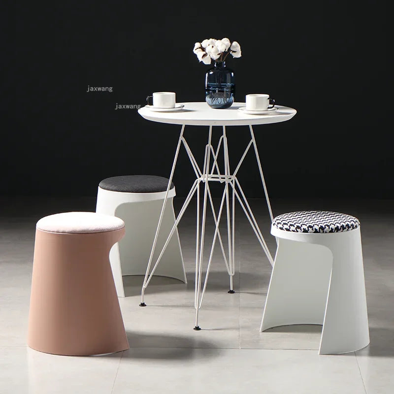 Modern Plastic Stackable Stool 36x42cm Minimalist Footrest for Living Room, Bedroom or Office