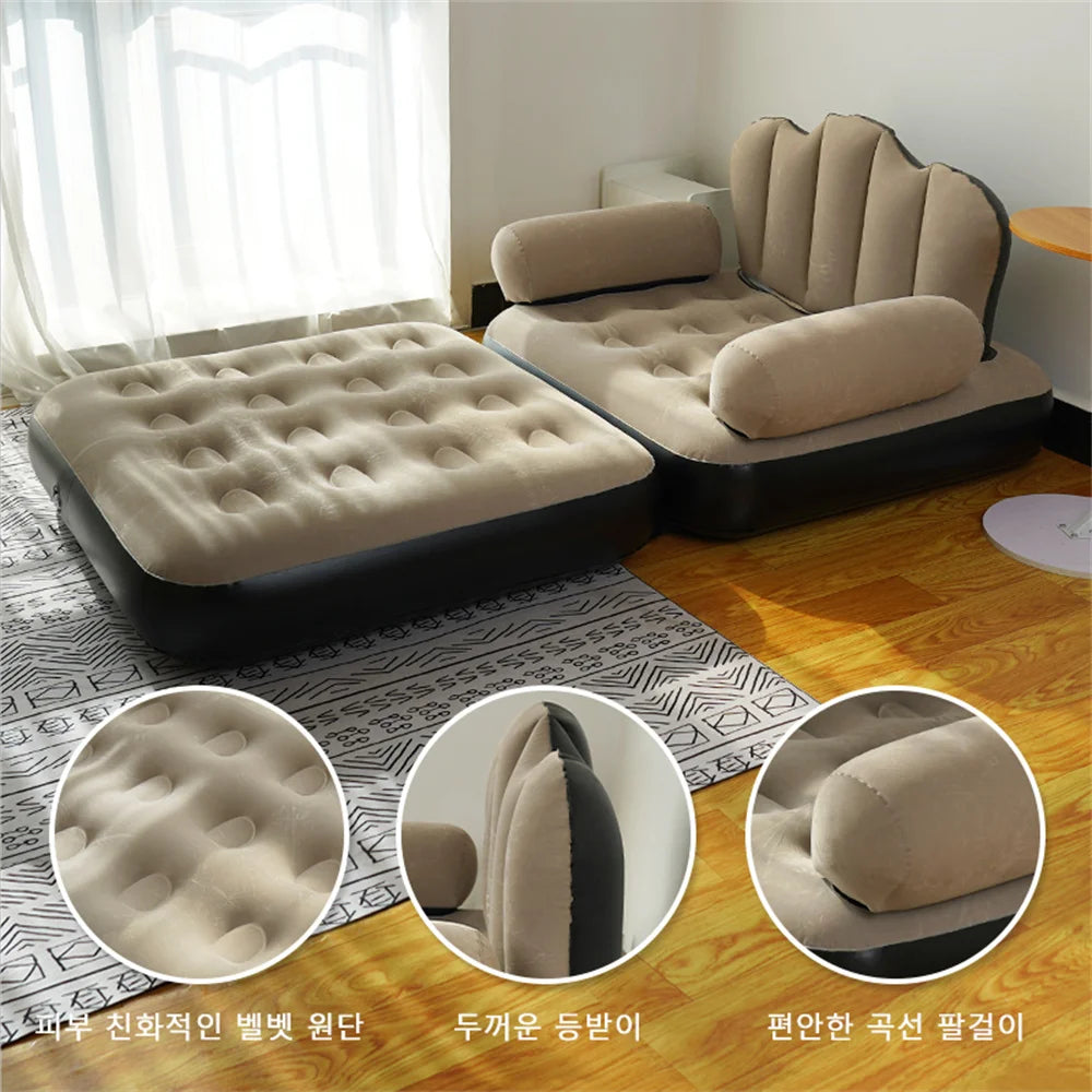 Portable Inflatable Lounge Chair with Air Pump Indoor & Outdoor Travel Sofa