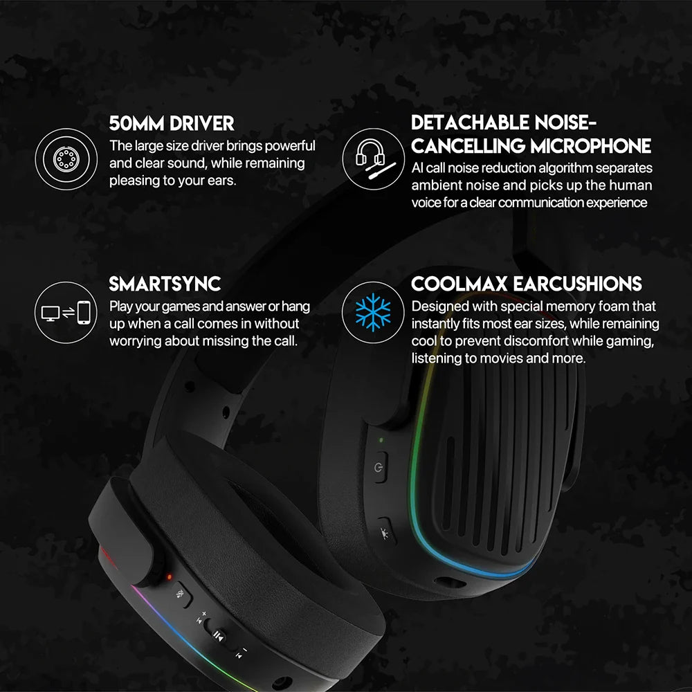 Wireless Gaming Headset with Noise Cancelling Mic, White