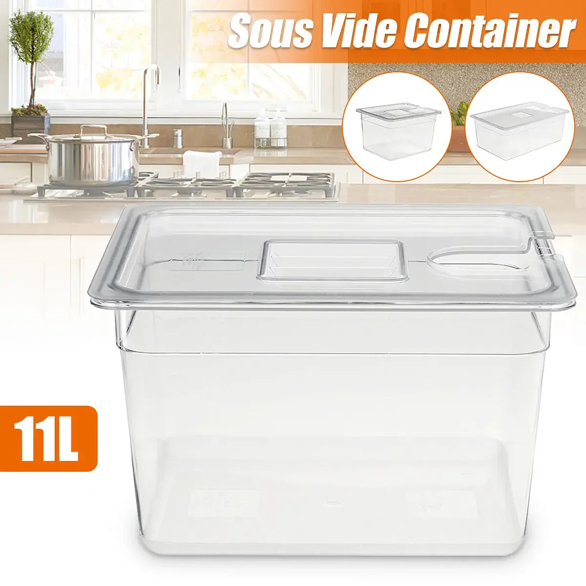 11L Sous Vide Water Tank with Lid for Slow Cooking