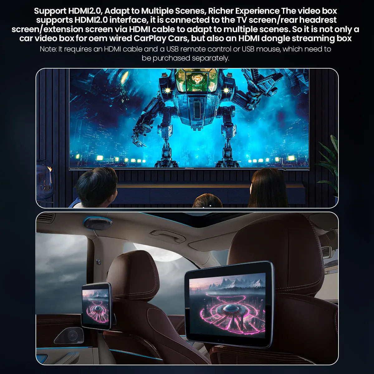 Wired CarPlay Android Media Box with Remote Control