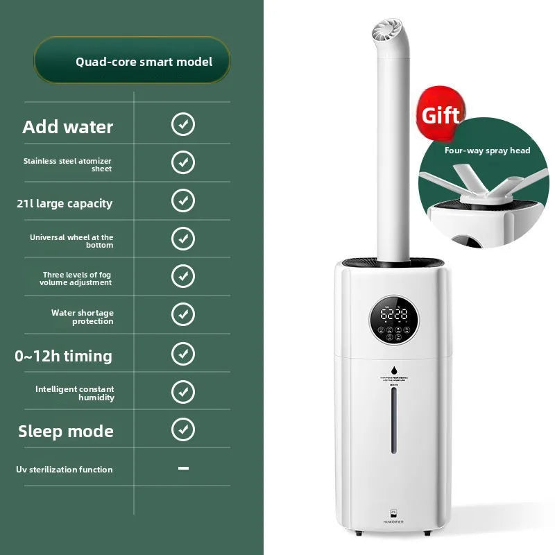 21L Large Room Ultrasonic Humidifier with Remote, 360° Nozzles & Top Fill Design