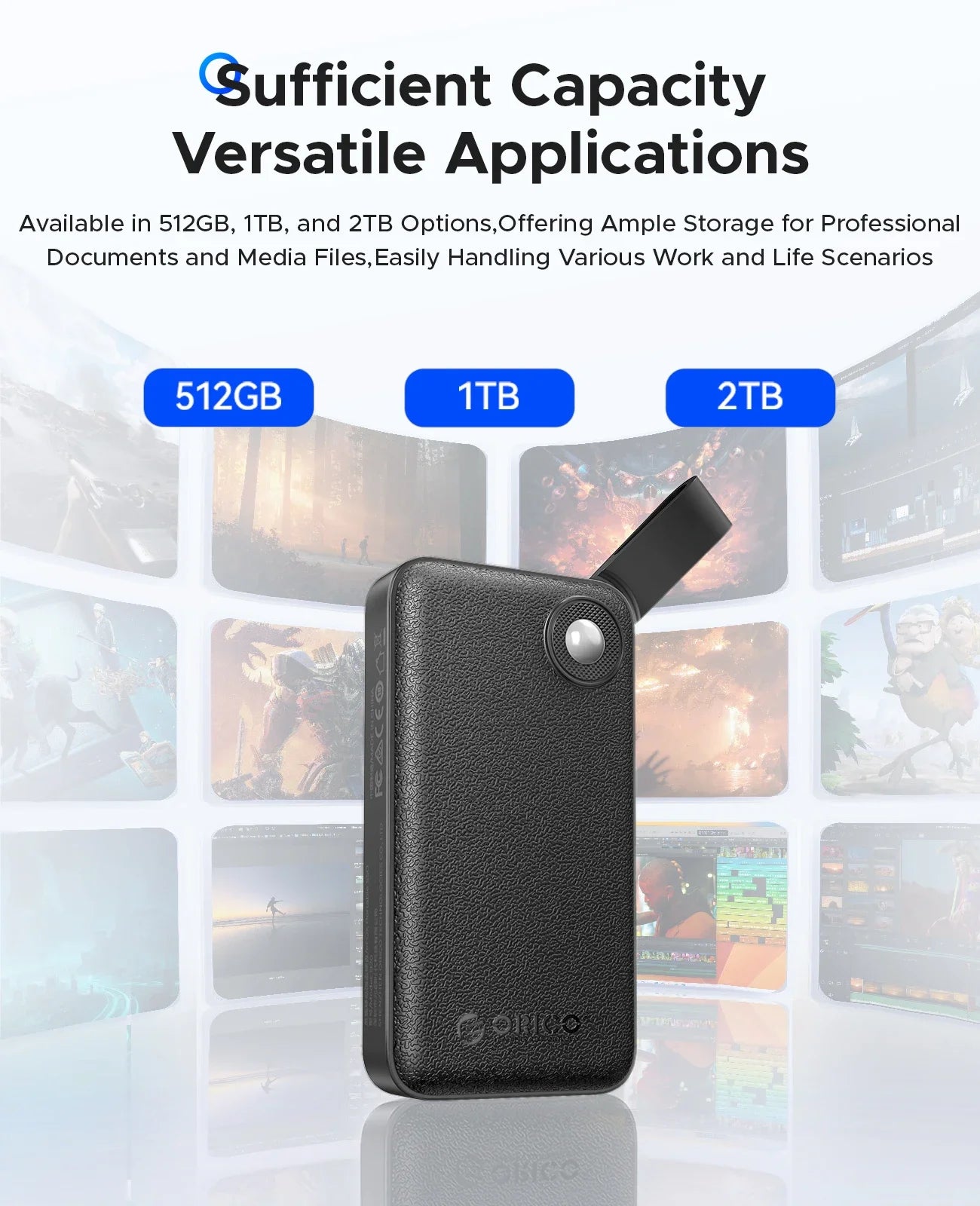 1TB External SSD – USB 3.2 Gen 2x2 Portable Drive with 2-in-1 USB-C Cable, 2000MB/s