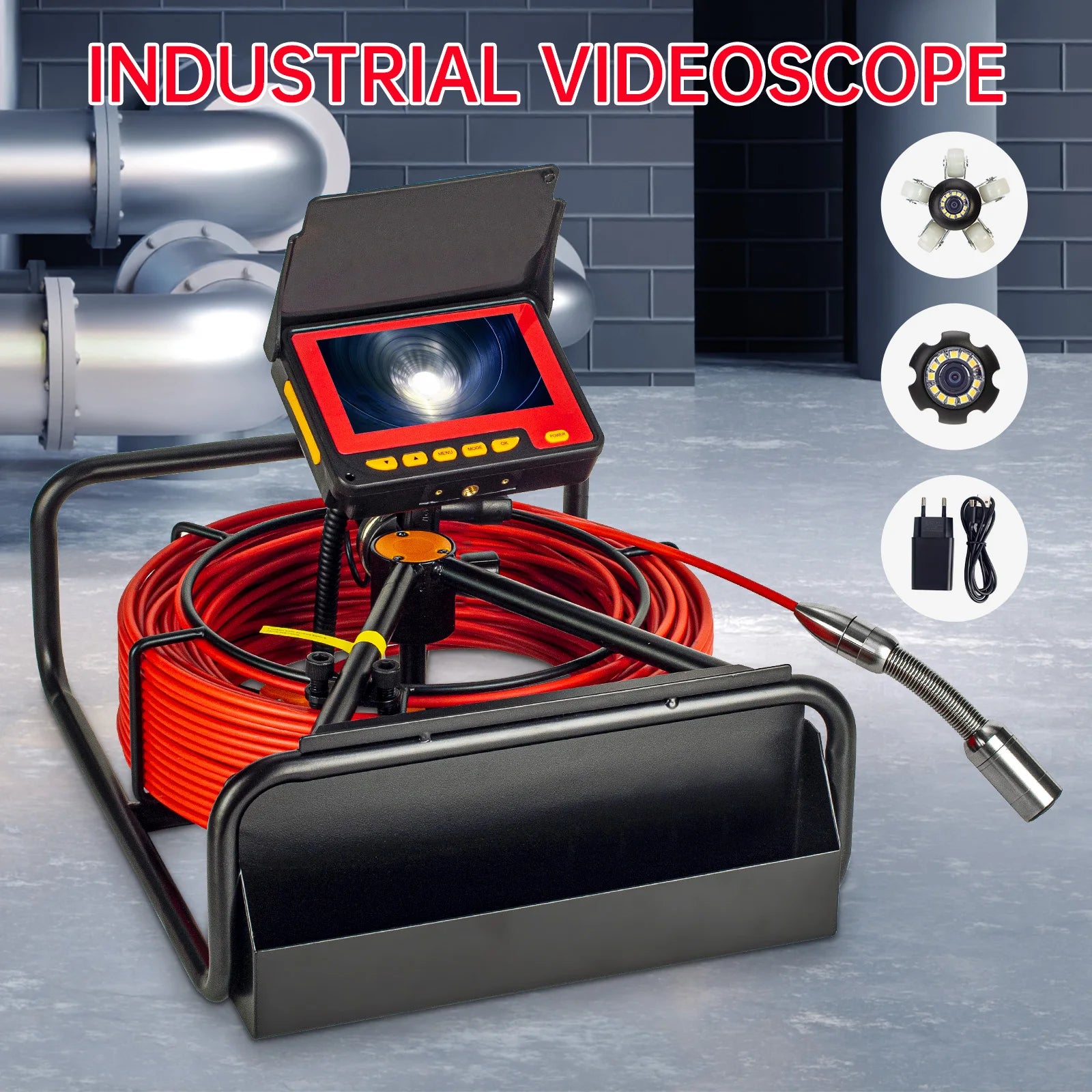 17mm Pipe Inspection Camera with 10m Cable, DVR Recorder & 4.3" Display