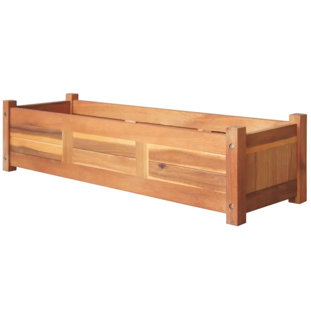 Set of 2 Outdoor Wooden Garden Beds – Acacia Timber Planters 100cm