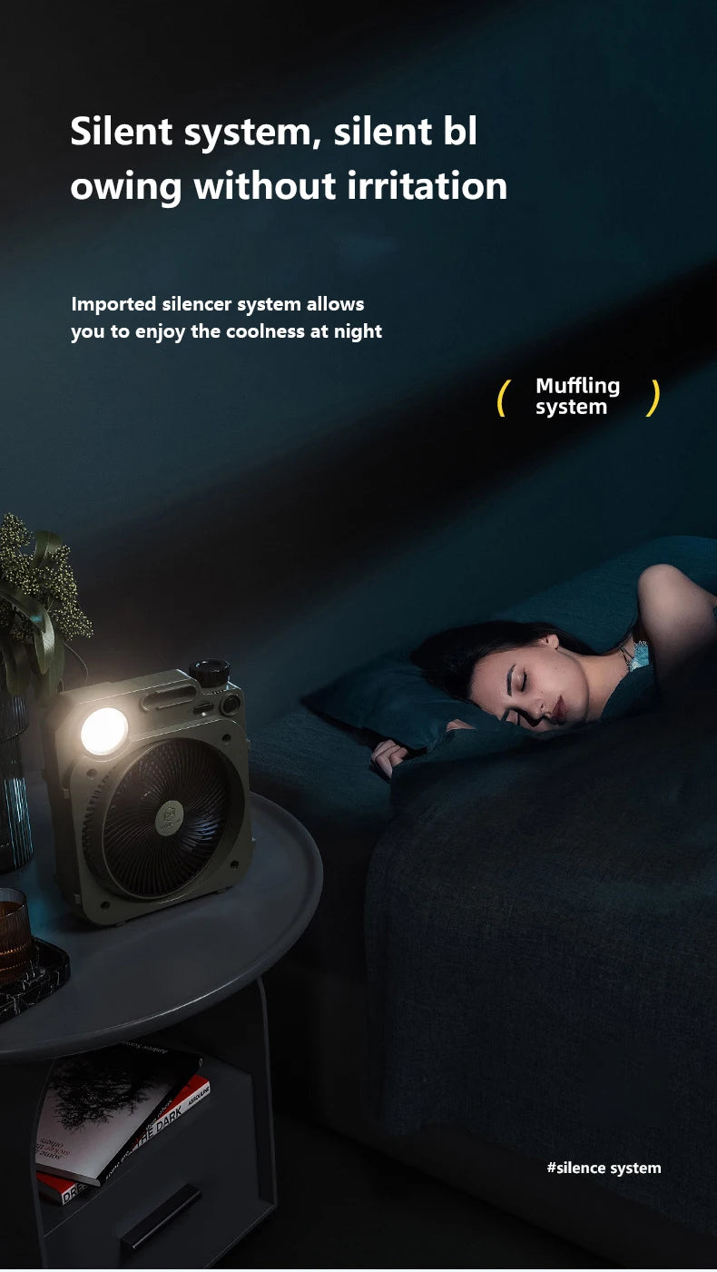 Rechargeable 10000mAh Outdoor Fan with Light and USB
