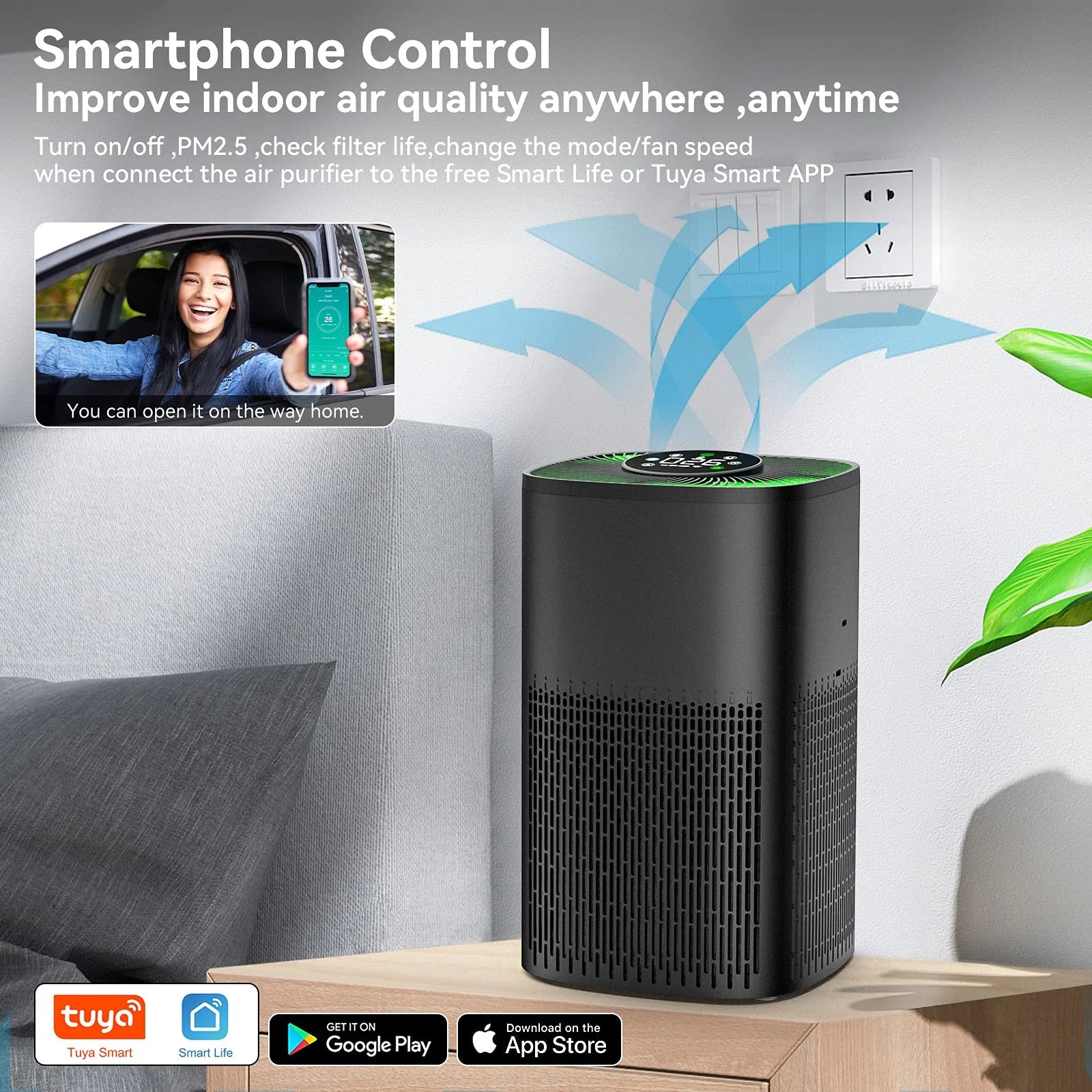 Portable HEPA Air Purifier for Bedroom & Office, PM2.5 Filter, Quiet Sleep Mode, 35-60m² Coverage