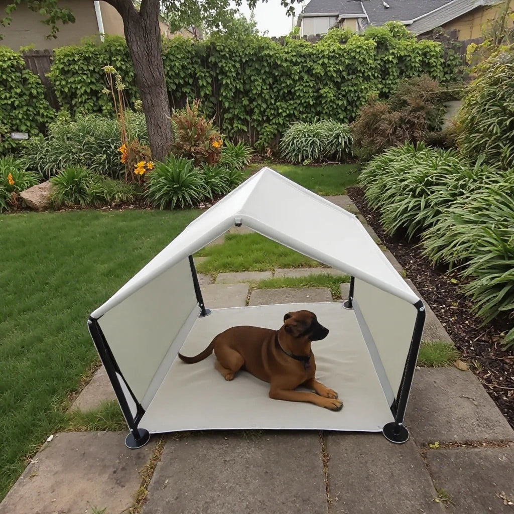 Waterproof Pet Shade Tent Gray, Machine Washable, Outdoor Safe