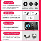 Portable Bluetooth 5.0 Home Theater Speakers with Subwoofer, Adjustable Bass & Colorful LED Lights