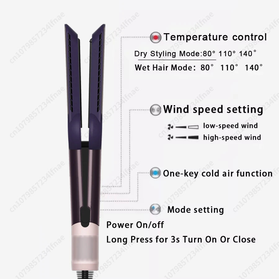 2-in-1 Cordless Hair Straightener & Dryer with Ionic Heating (210°C Max)