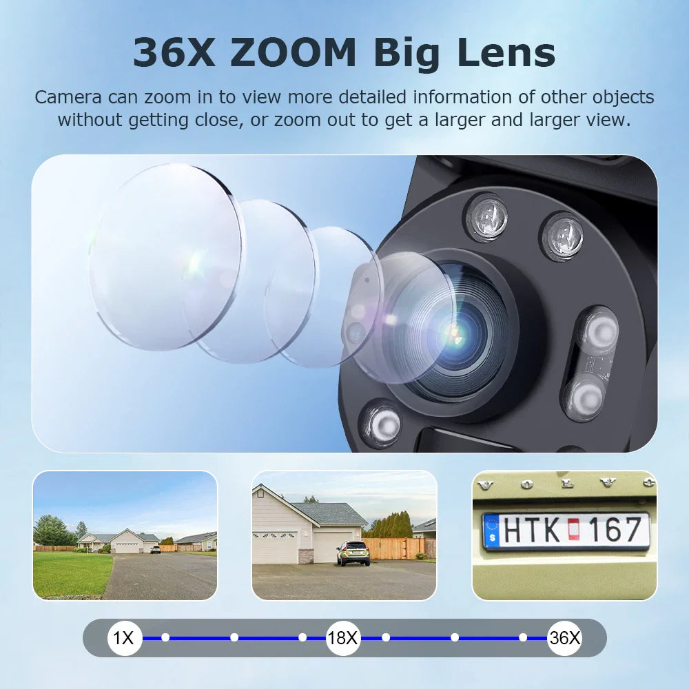 36x Zoom Solar WIFI Outdoor Security Camera