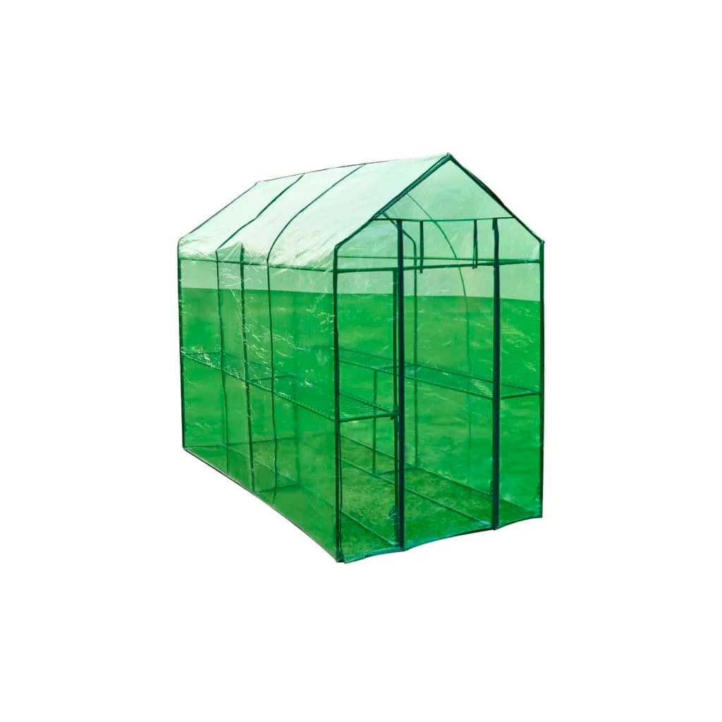 Heavy Duty Outdoor Greenhouse with Powder-Coated Steel Frame & 2 Shelves – 2.4m Long