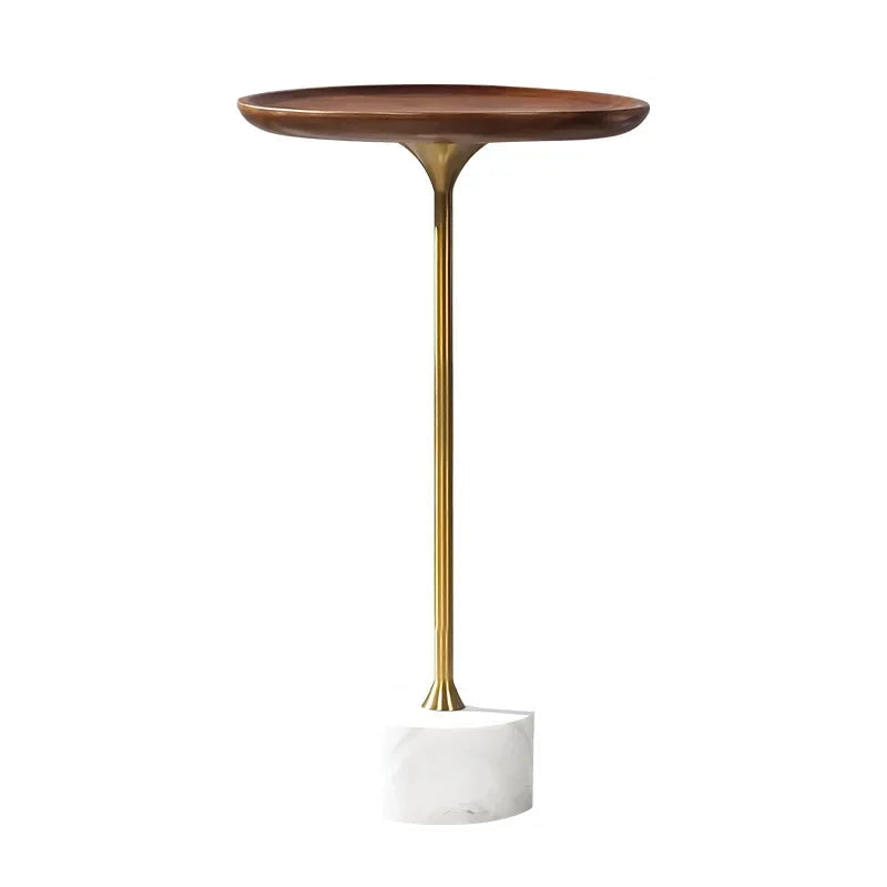 Compact Marble Top Side Table with Wooden Frame – Elegant Accent for Lounge or Bedroom