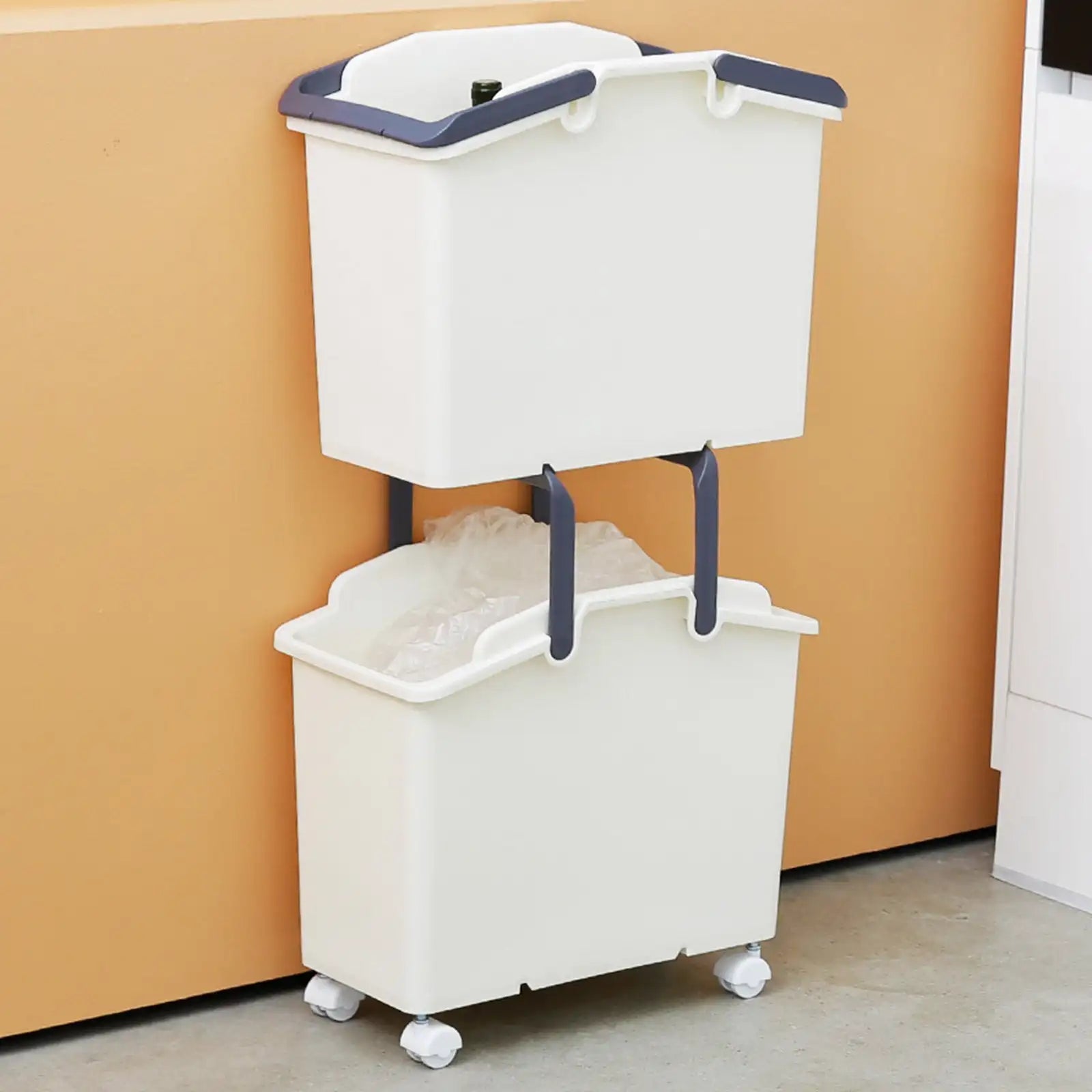 2-Pack Stackable Laundry Baskets with Handles – Multipurpose Storage – Ivory