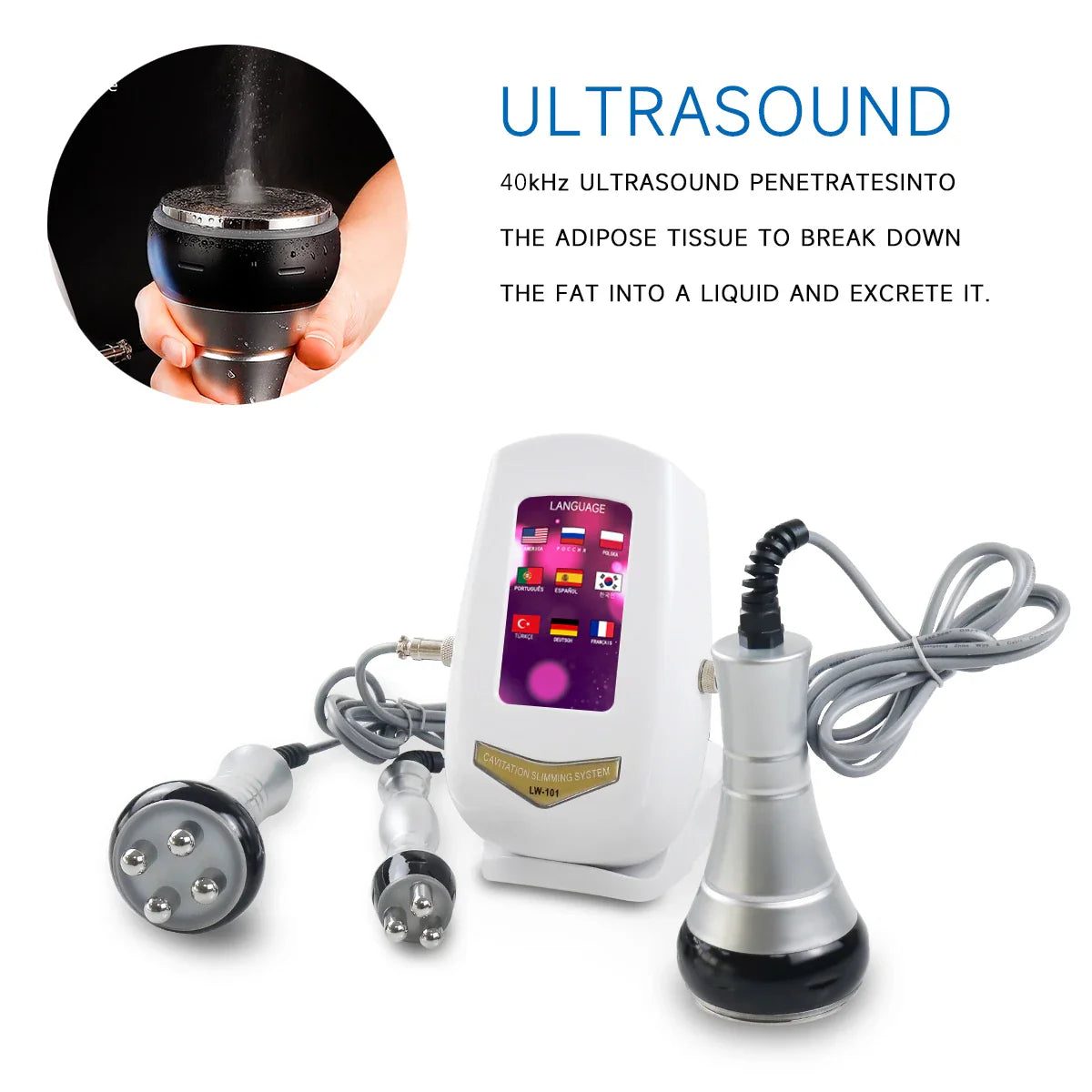 Body & Face Radio Frequency Massager with 3 Treatment Heads