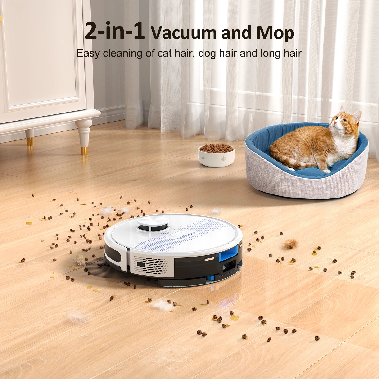 2-in-1 Robot Vacuum and Mop – 4000Pa Suction, Quiet, Multi-Zone Mapping, Smart App Control