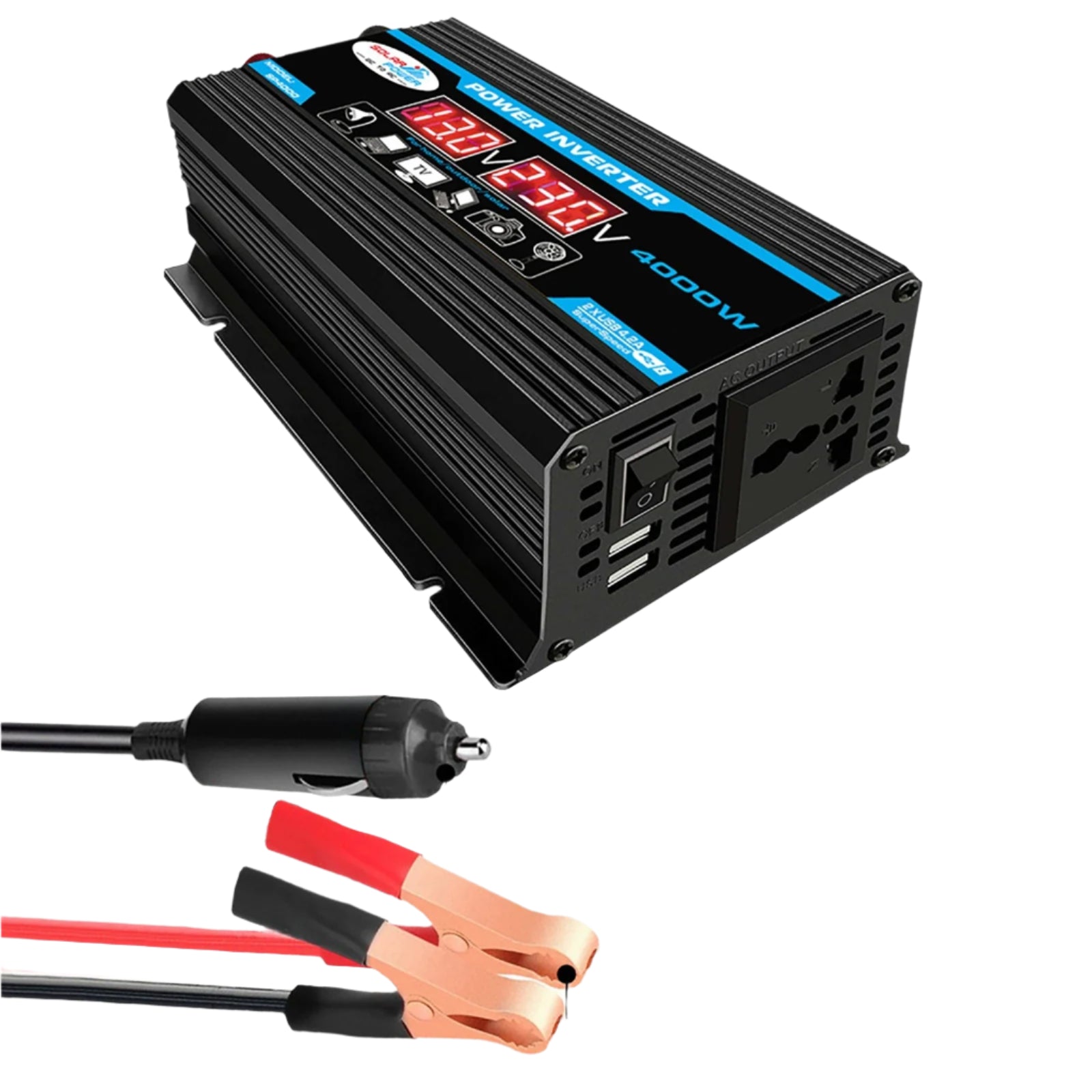 4000W 12V to 220V Solar Generator Kit with Panel, Inverter & Dual USB Outdoor Power Solution