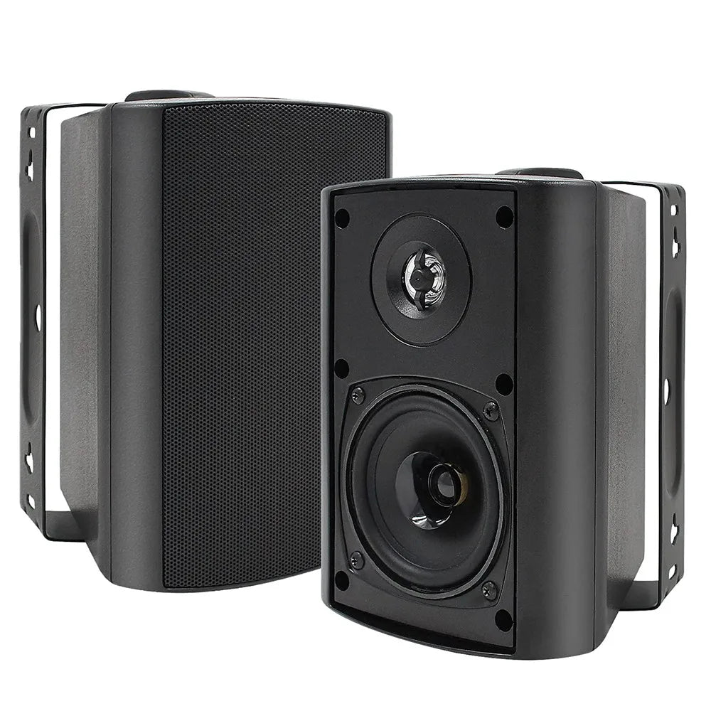 Heavy Duty 200W Waterproof Outdoor Speakers 4" 2-Way Wall Mount Set with Brackets 12V