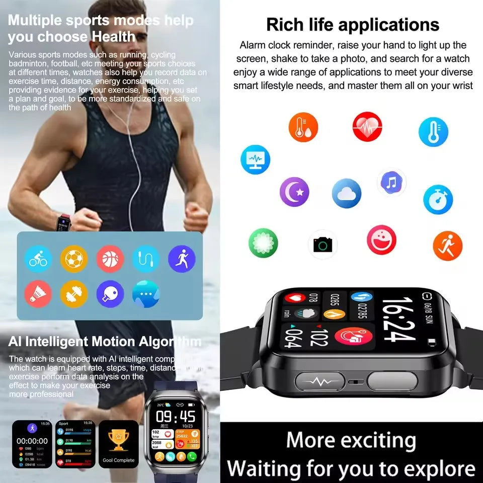 Smart Health Watch with ECG, Blood Sugar & NFC
