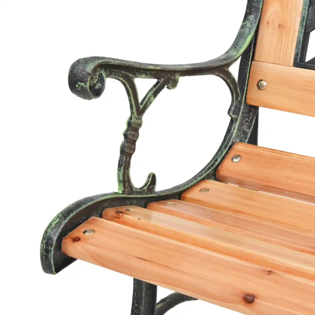 Outdoor Garden Bench 122cm – Wooden Seat with Decorative Iron Frame