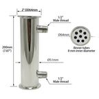 2-Inch Stainless Steel Reflux Condenser 8-Tube Cooling, 200mm, 304 Steel, Tri-Clamp Fitting