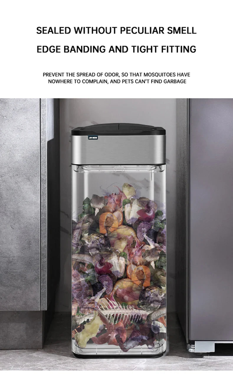 15L Smart White Trash Bin with Automatic Lid