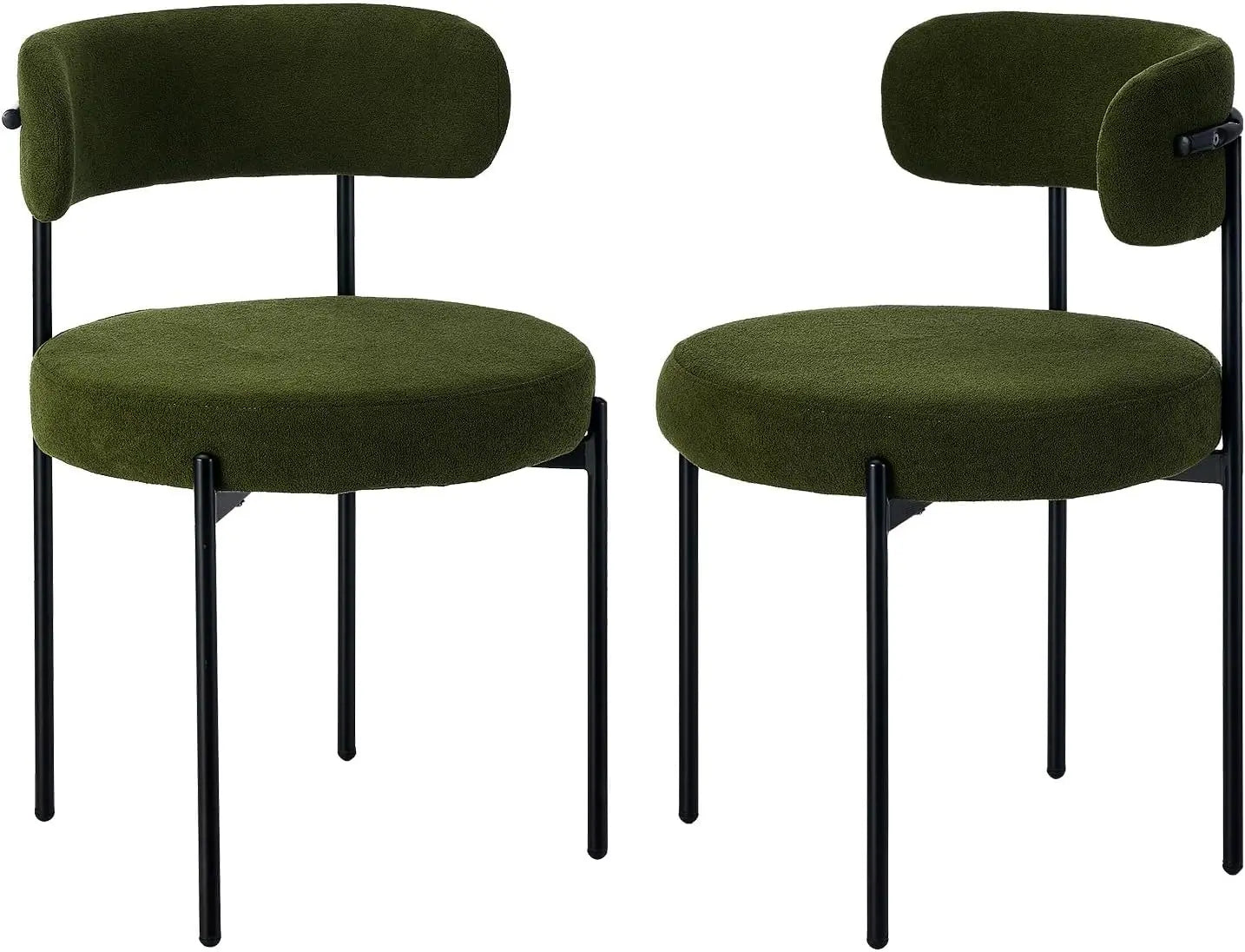 2-Piece Boucle Dining Chair Set with Padded Seat & Curved Backrest – Green