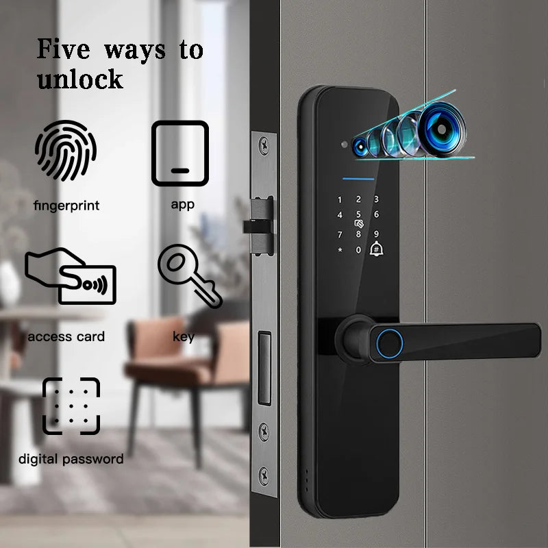 Electronic Smart Door Lock with Biometric, Camera, and App Control