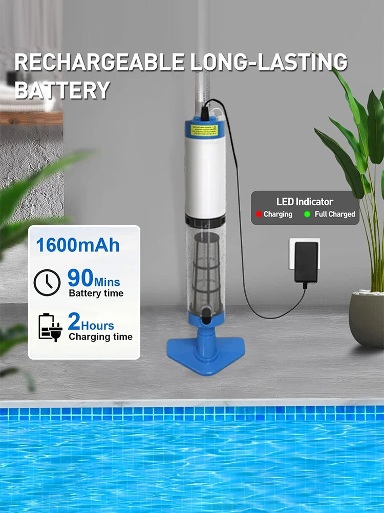 Portable Handheld Pool Cleaner with Adjustable Pole for Spas and Bathtubs