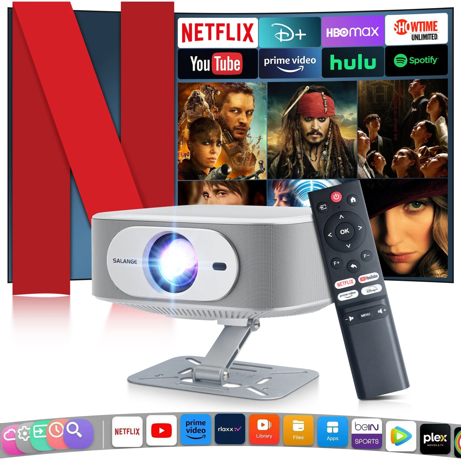 1080P Android 13 Projector with 300" Display & Netflix