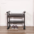 Modern Minimalist Shoe Rack with Seating Solid Wood Storage Bench for Porch & Bedroom