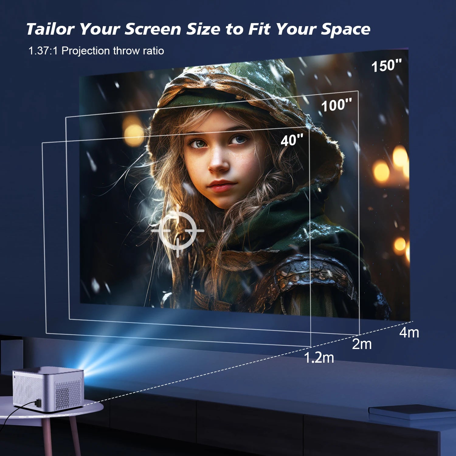 Smart 1080P Home Projector with Voice Control & Bluetooth