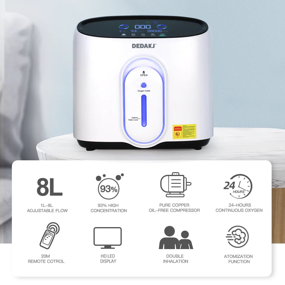 1L to 8L Portable Home Oxygen Concentrator with Nebulizer