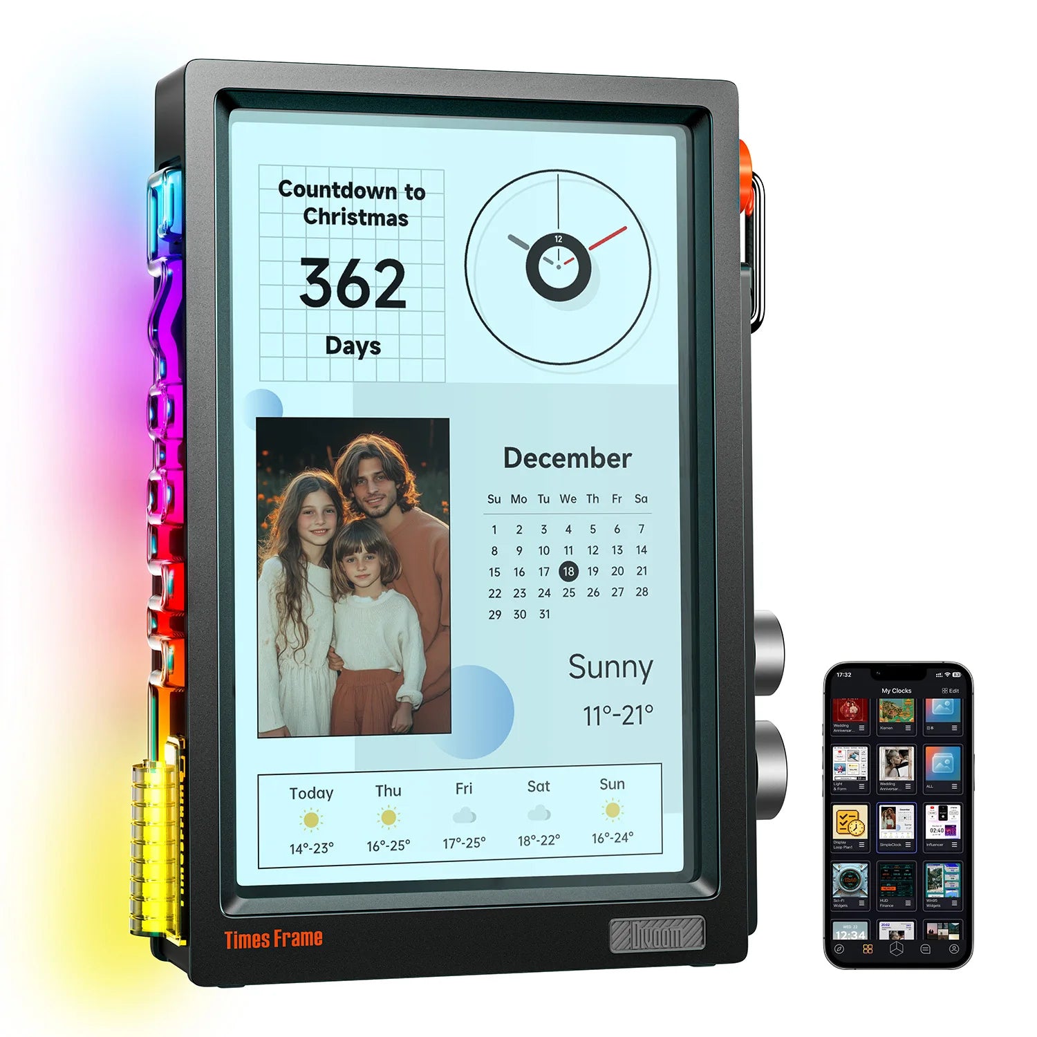 10.1" Smart HD Digital Frame with Clock, Crypto Ticker, Weather & Stock Widgets