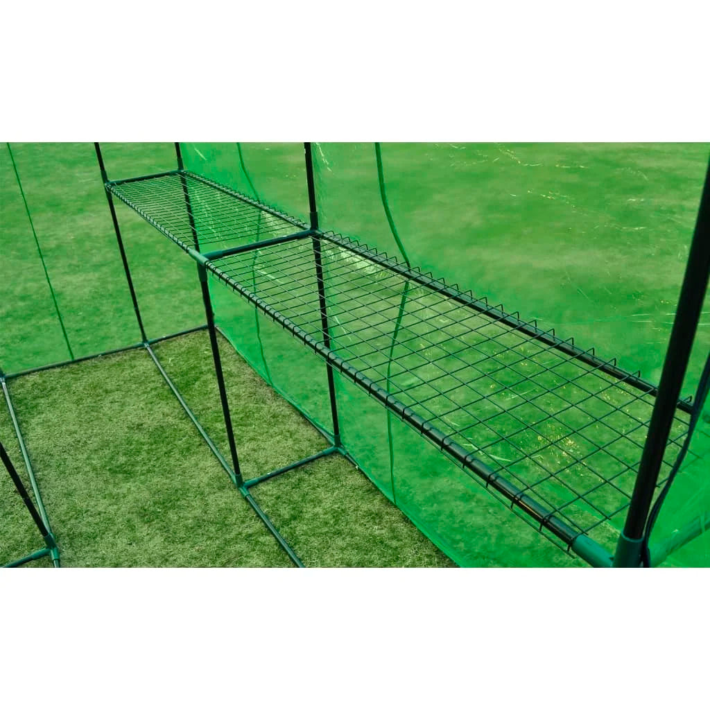 Heavy Duty Outdoor Greenhouse with Powder-Coated Steel Frame & 2 Shelves – 2.4m Long