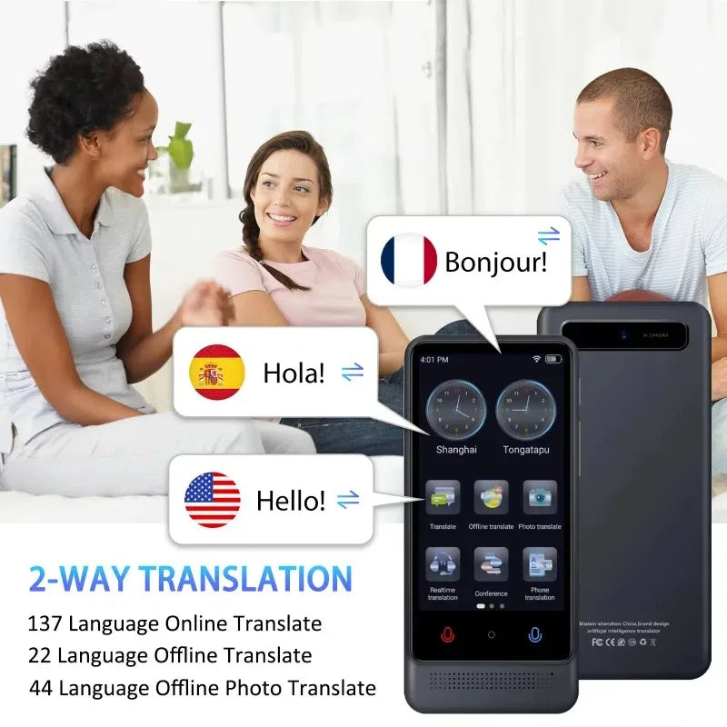 Smart M12 Travel Translator 137 Languages, Offline Mode, Photo Translation, 4" IPS Screen